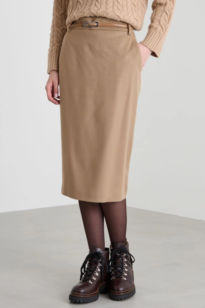 Wool pencil skirt - CAMEL