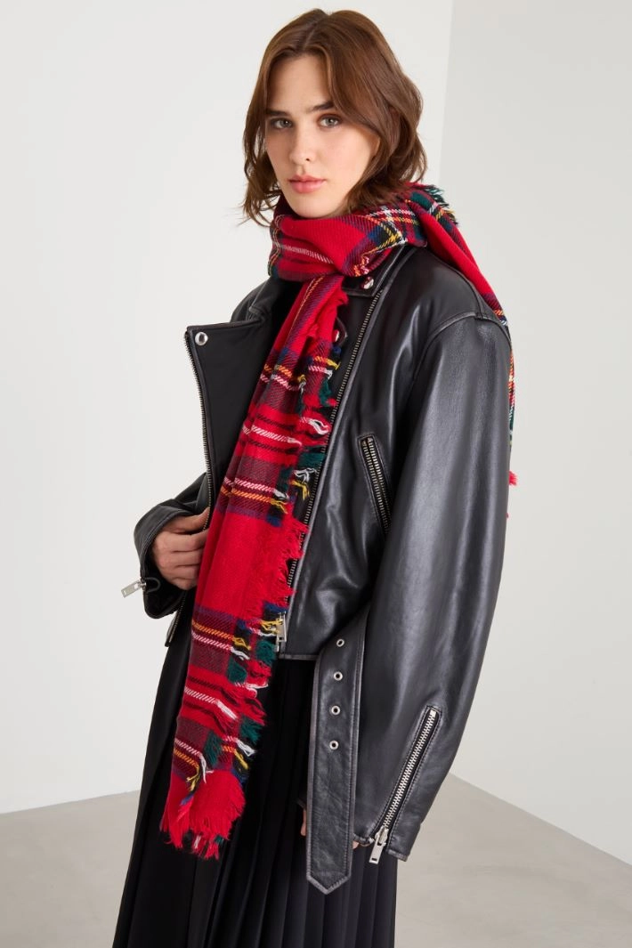 Stole in wool and alpaca - RED BORDEAUX