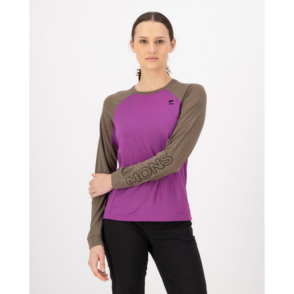 Mons Royale Tarn Merino Longsleeve Shirt Women - purple bolt / walnut