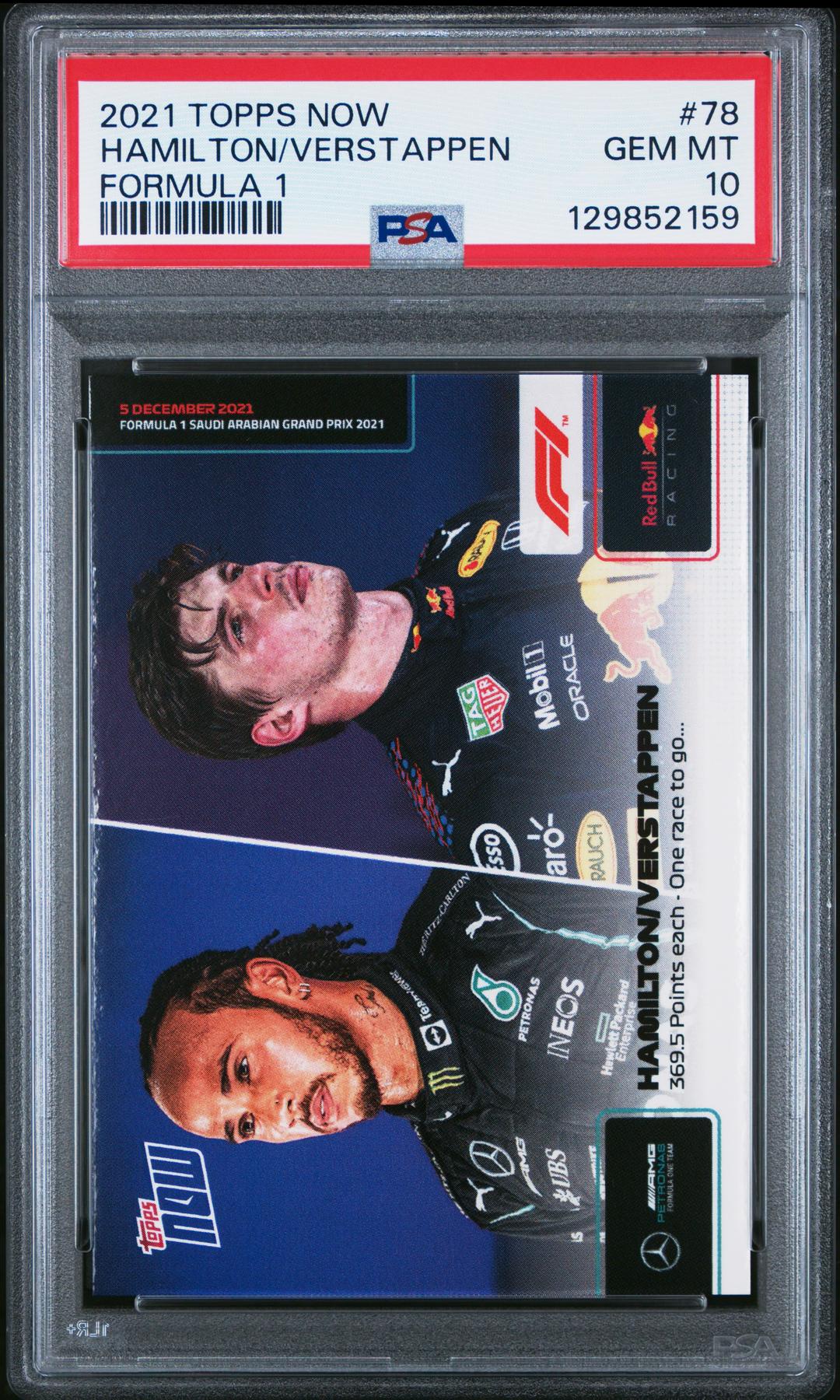 2021 TOPPS NOW FORMULA 1 78 LEWIS HAMILTON/MAX VERSTAPPEN PSA 10 129852159