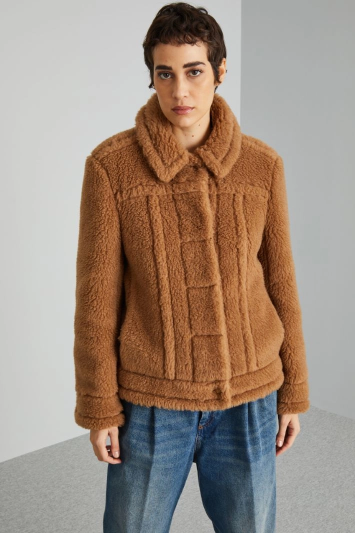 Short jacket in Teddy fabric - CAMEL