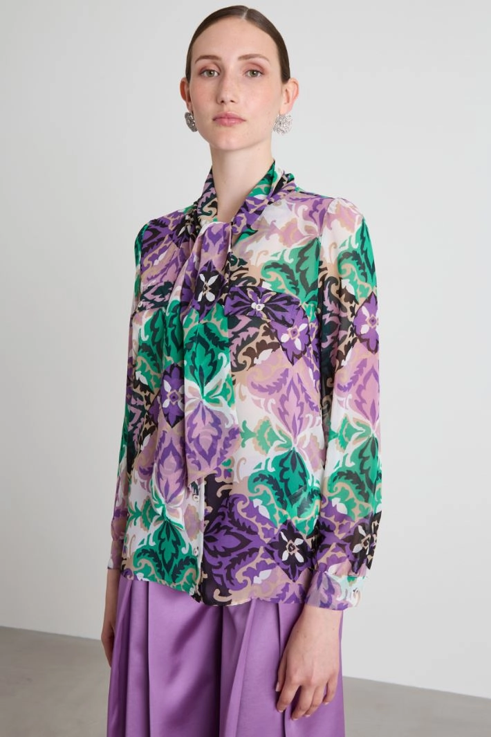 Neckerchief-adorned shirt - GREEN VIOLET