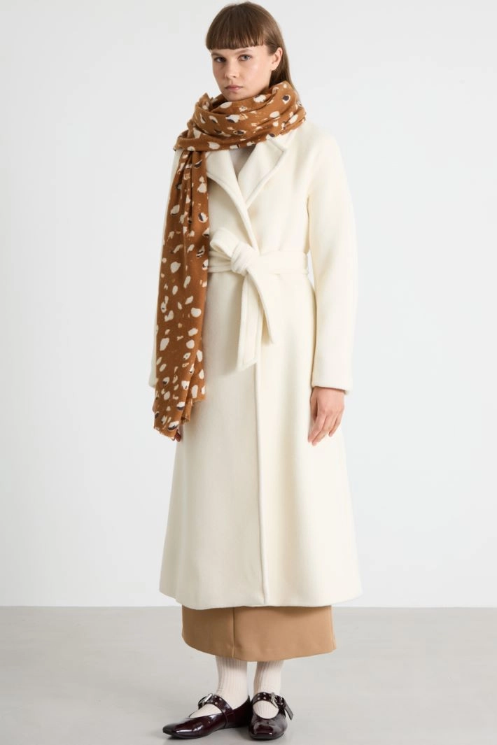 Stole with print - CAMEL
