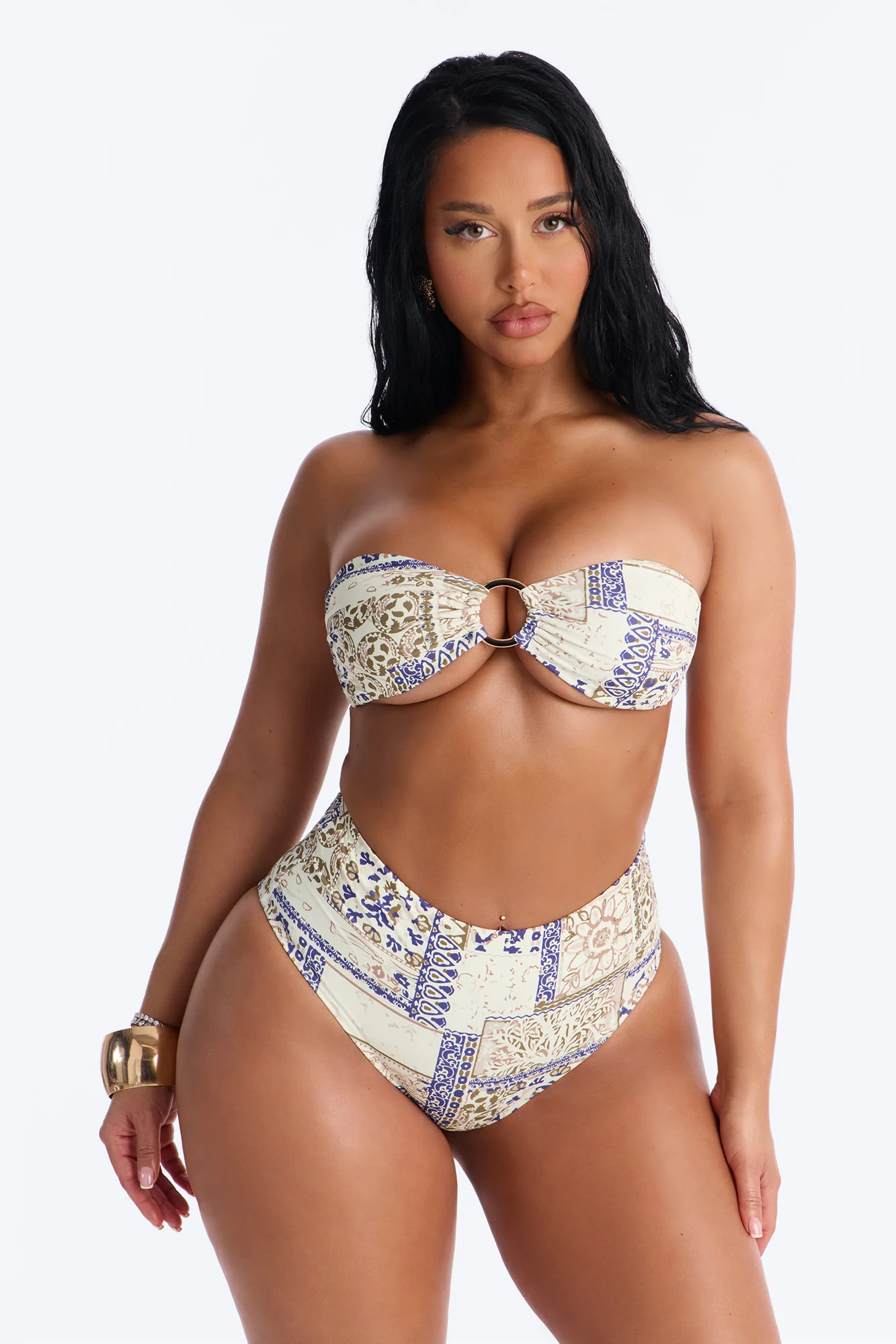 Around Me 2pc Bandeau Bikini - Ivory/combo