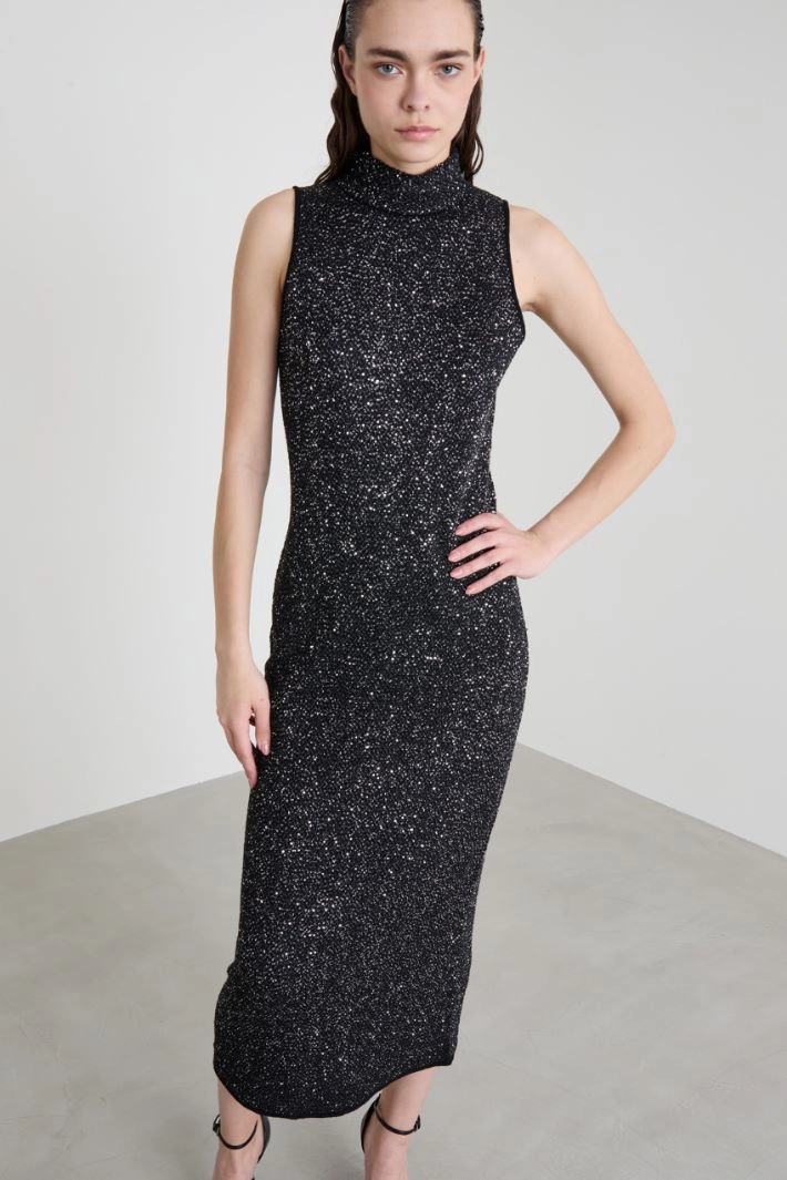 Long sequin dress - BLACK