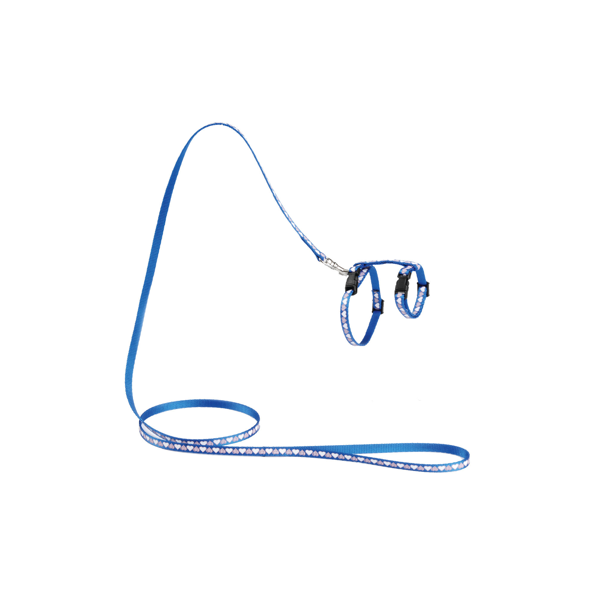 Beeztees Hearts Kitten Harness - Blue - 120 cm x 10 mm