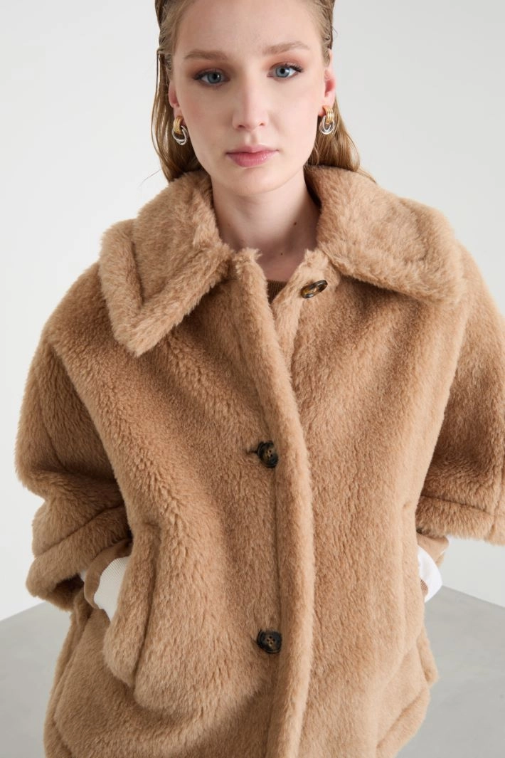 Alpaca and wool blend cape - CAMEL