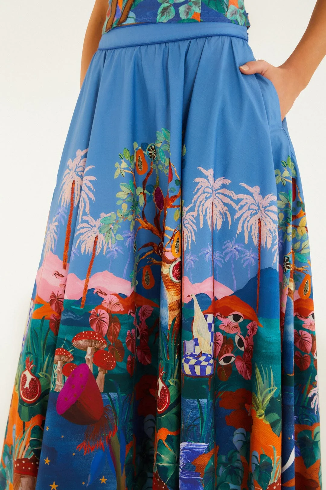 Mushroom Dream Landscape Embroidered Sleeveless Top