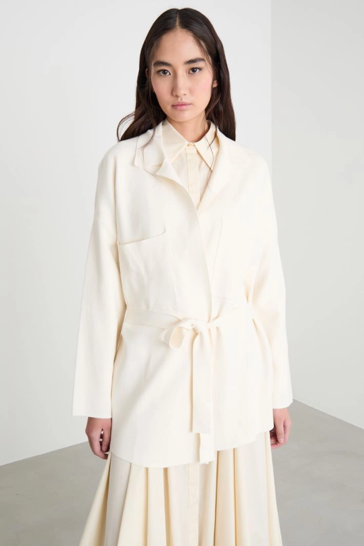 Belted cardigan - WHITE