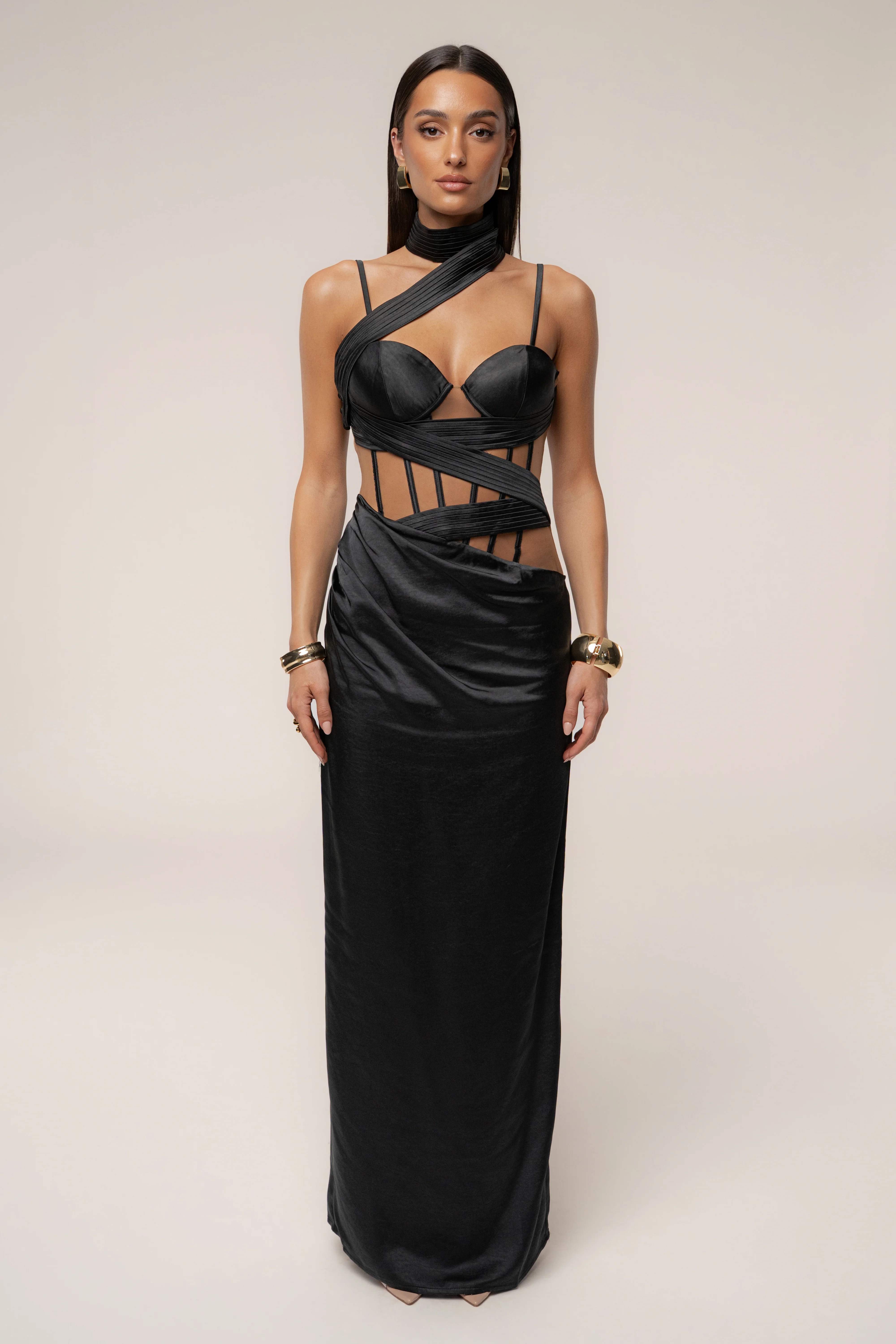 Black Golden Hour Corset Maxi Dress