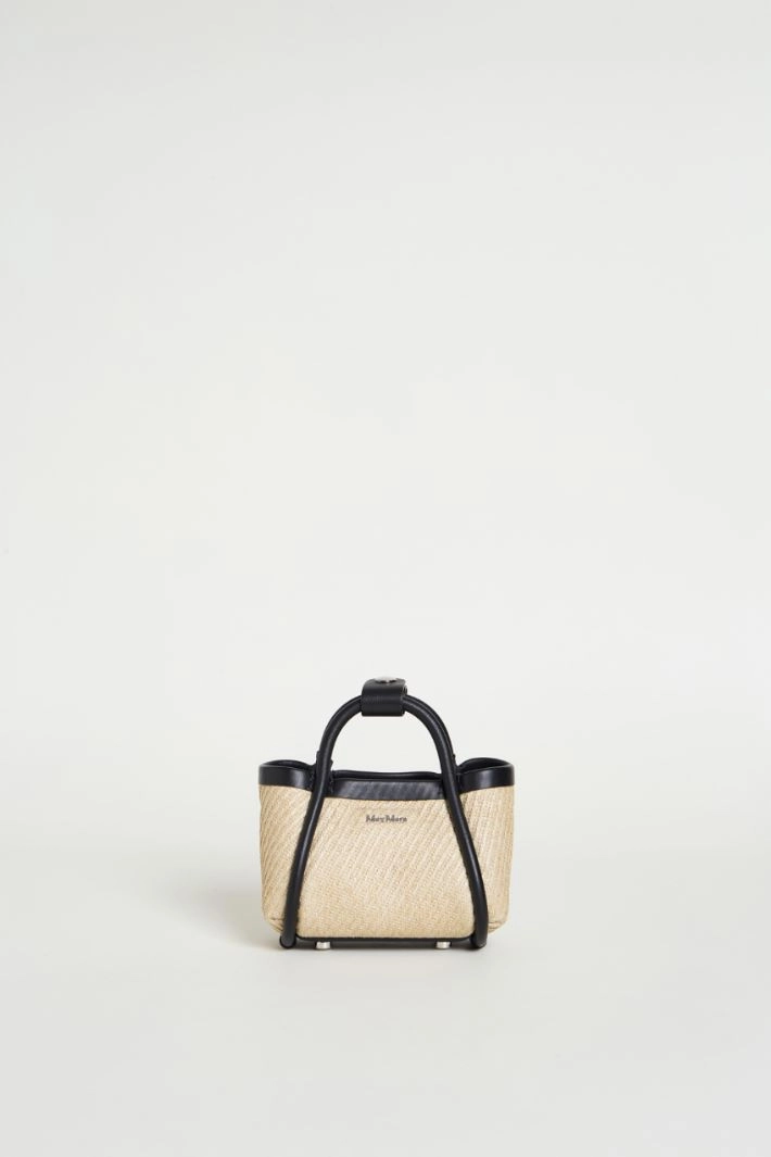 Raffia-effect mini bag - BEIGE BLACK
