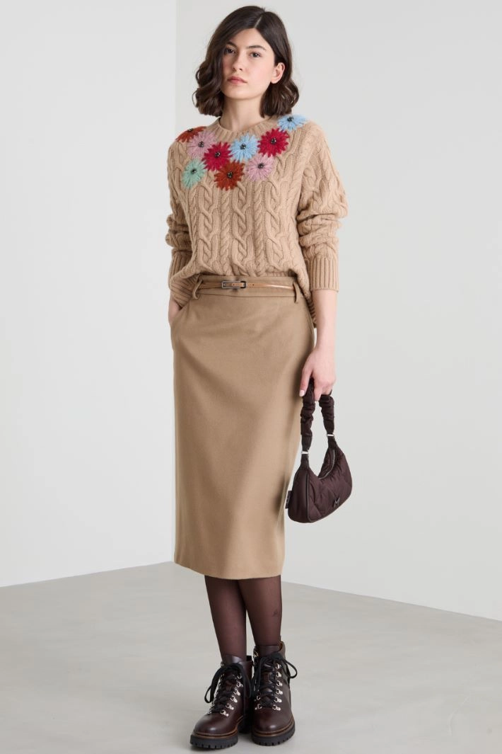 Wool pencil skirt - CAMEL