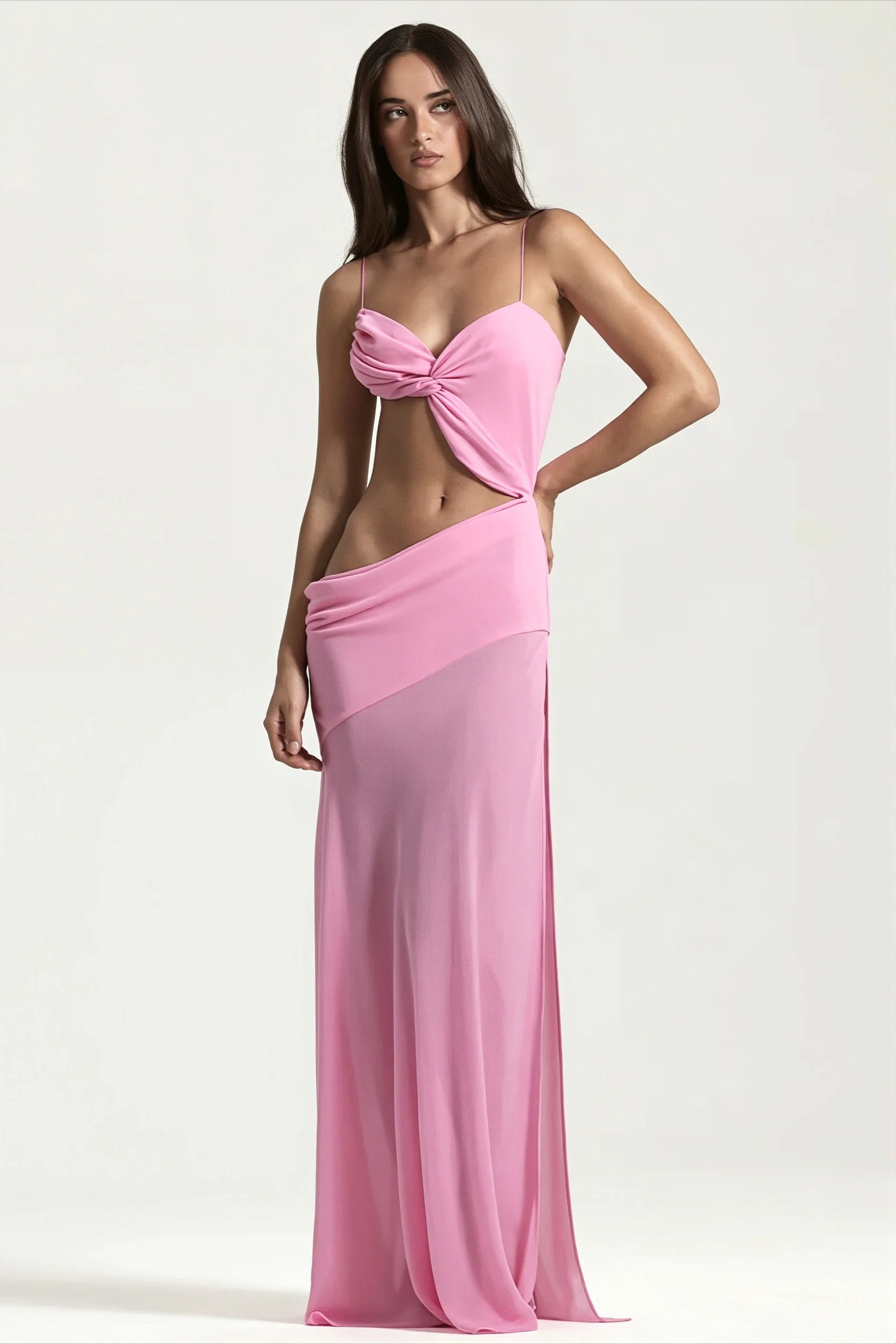 Asym Split Cami Hollow Maxi Dress