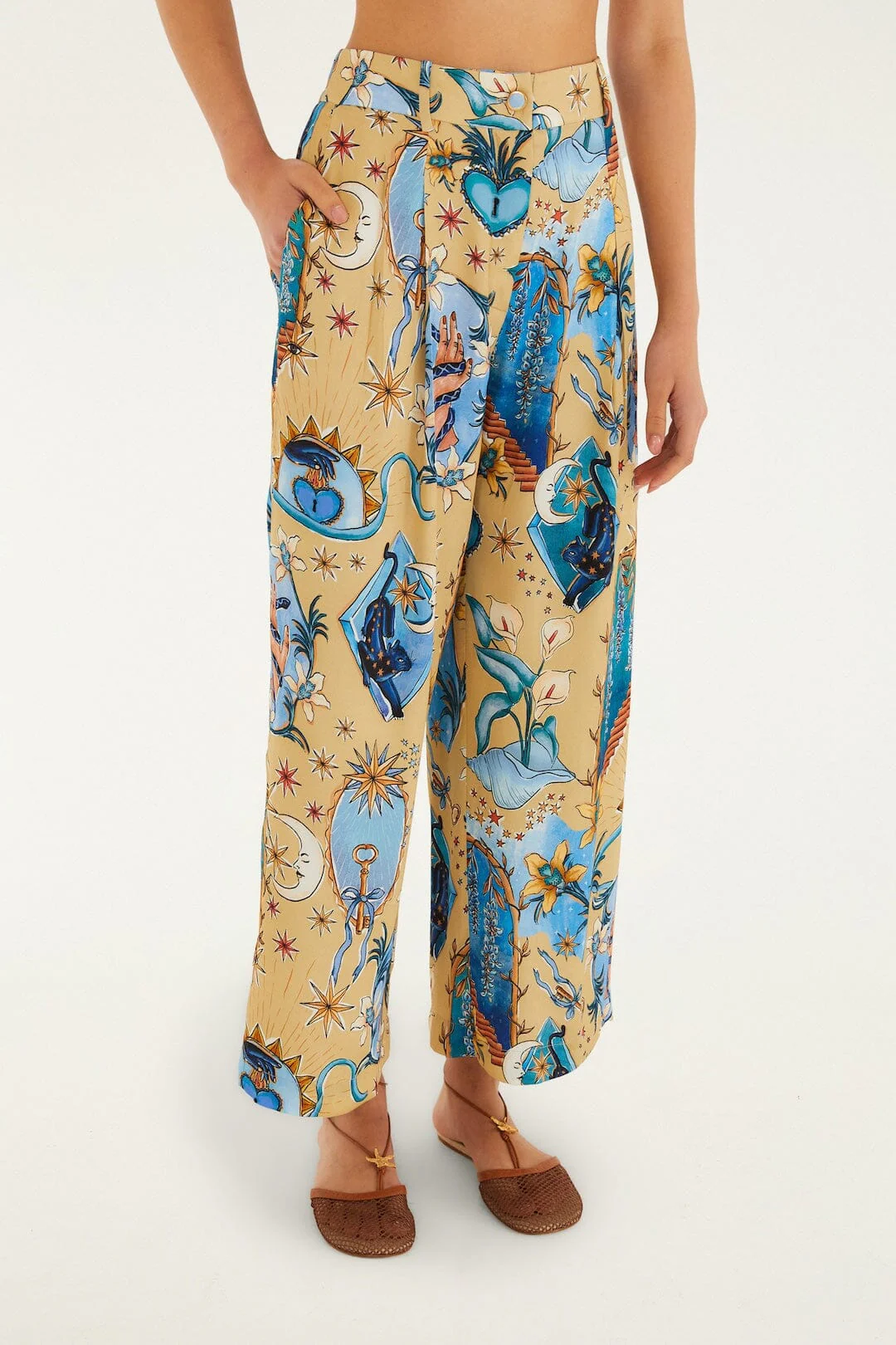 Sand Mystical Wide-Leg  Pants