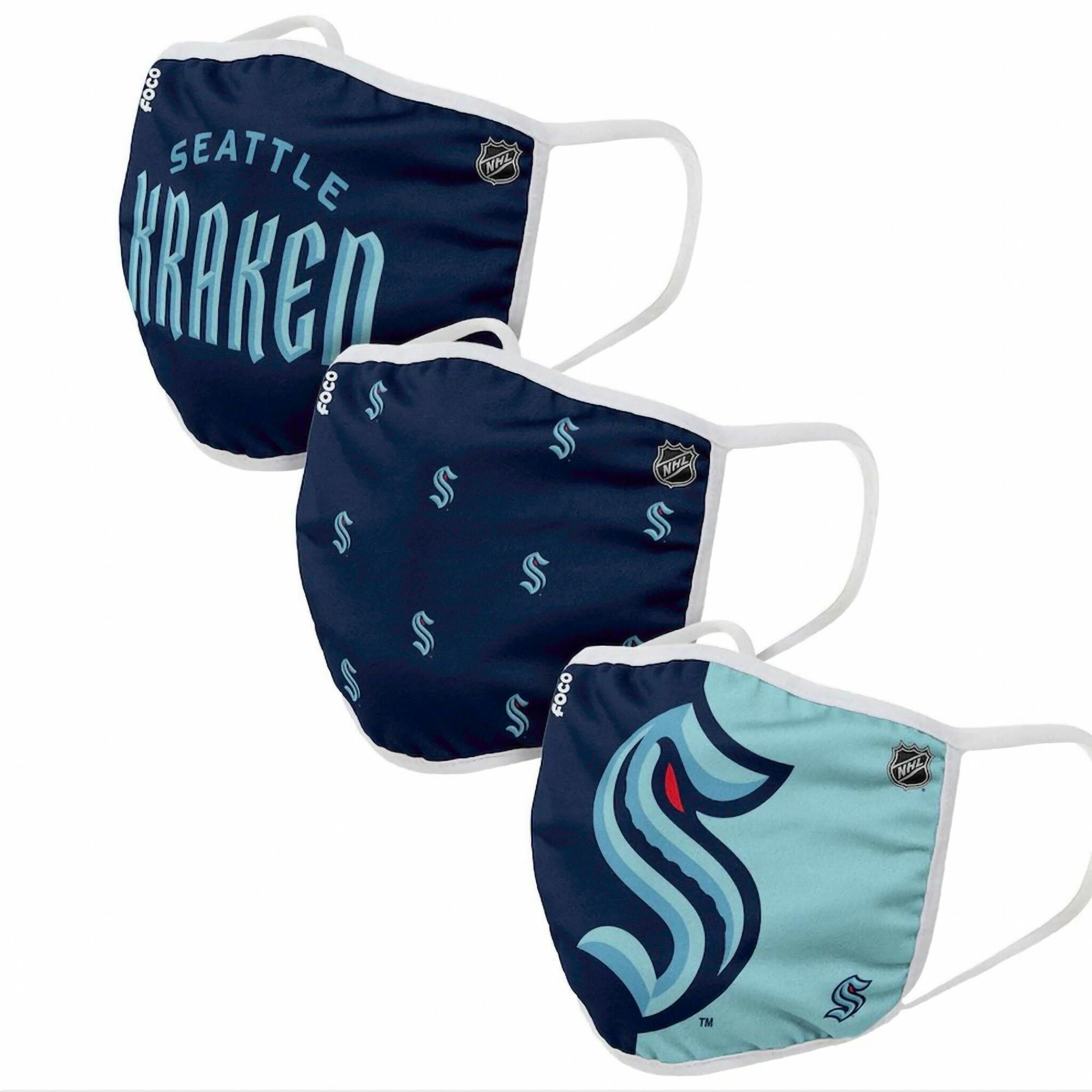 Seattle Kraken Face Covering NHL Face Mask (3-Pack)