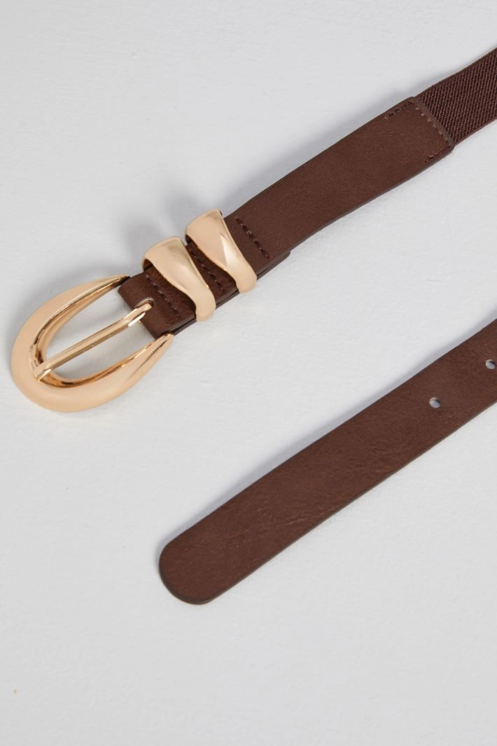 Belt with oval buckle - BROWN