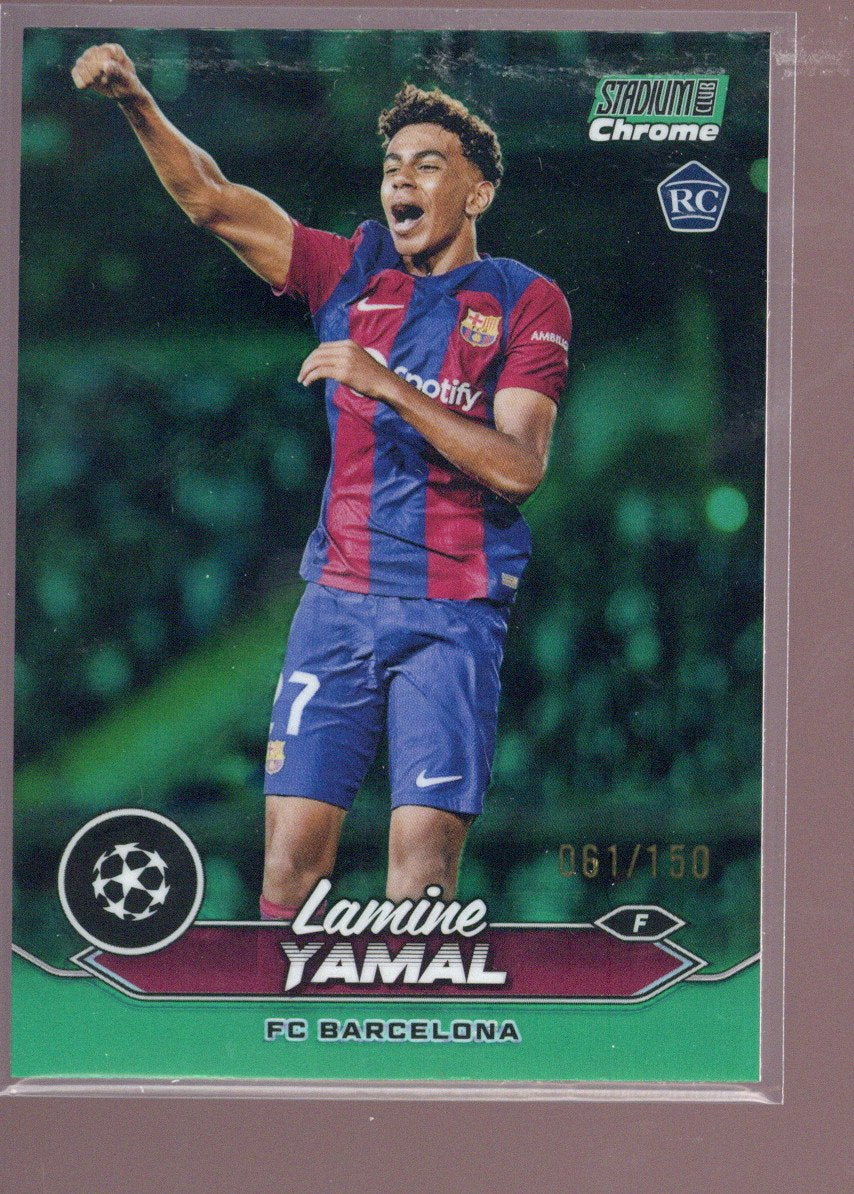 2023-24 Stadium Club Chrome UCC Lamine Yamal #27 RC Green Refractor /150