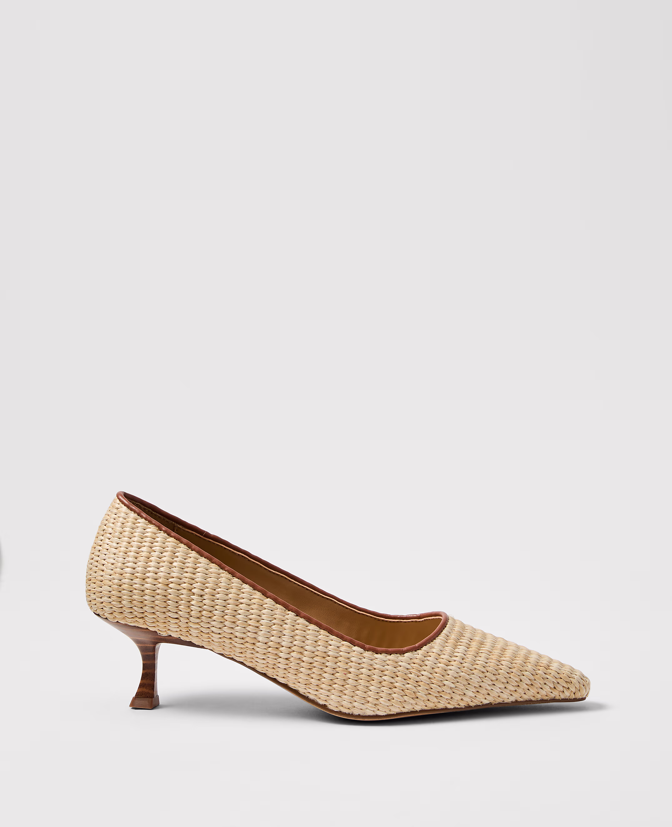 Straw Nip Toe Kitten Heel Pump