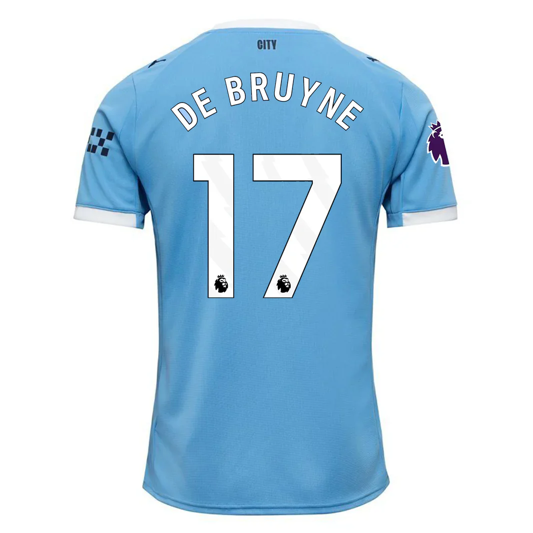 Kevin De Bruyne Manchester City Home Jersey 25/26 w/ EPL + Sponsor Patch (Team Light Blue/ White)