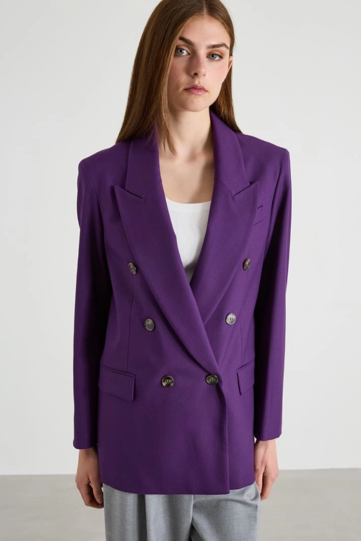 Straight double-breasted blazer - VIOLET