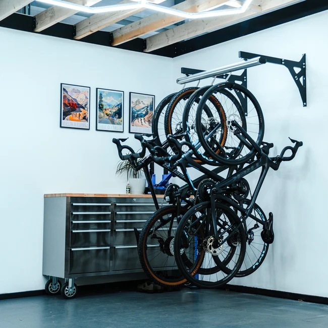 Stashed SpaceRail Bike Storage System Wall Mount - 4 Hooks
