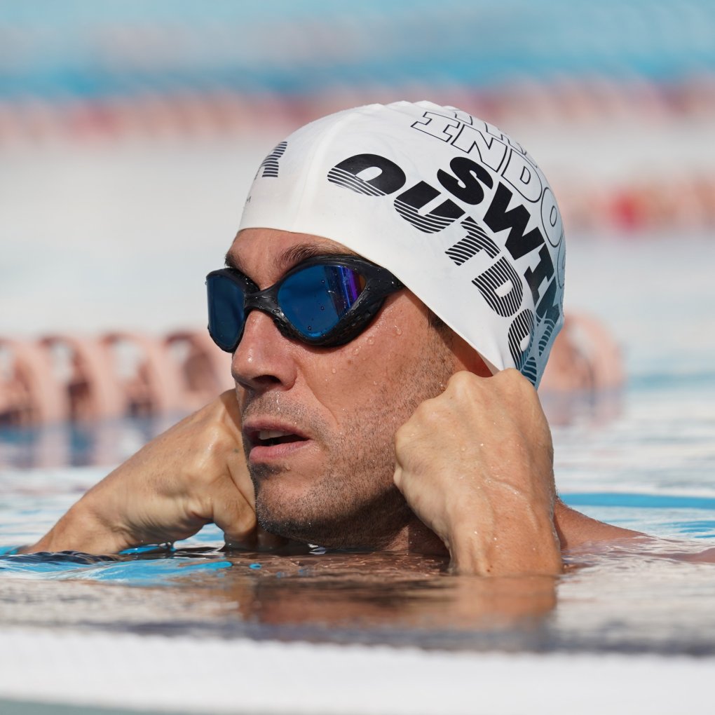 Buddyswim Silicone Swim Cap - TRAIN INDOOR SWIM OUTDOOR - black/orange