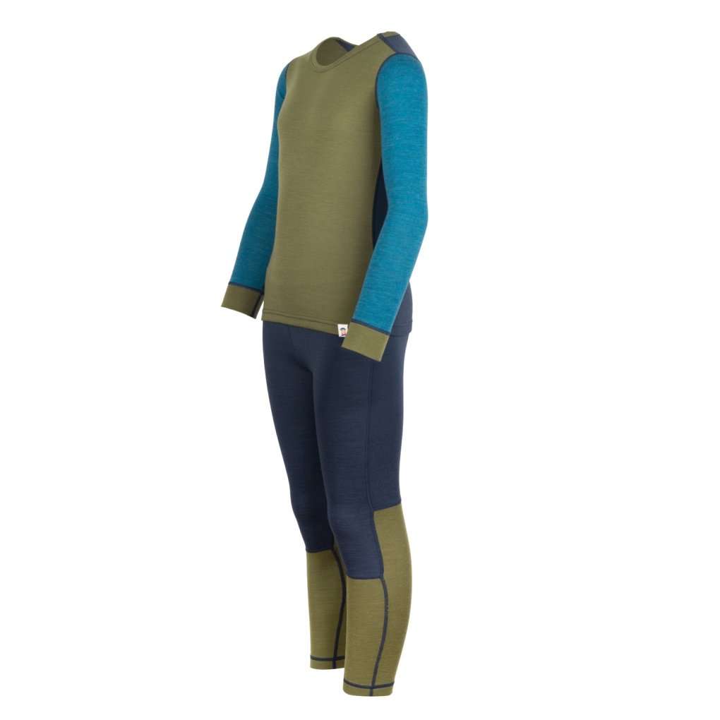 Trollkids Merino II Baselayer Set Kids - Pine Green/Dark Marine Blue