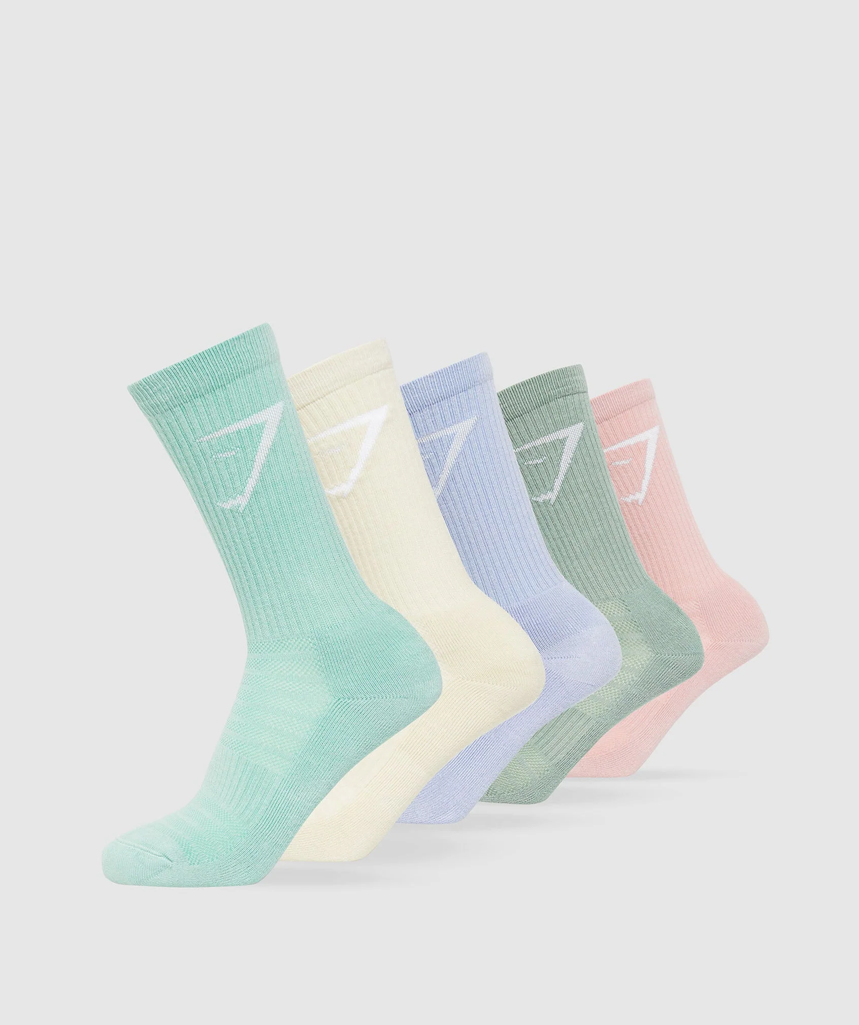 Crew Socks 5pk White/Pink/Green/Lilac/Green