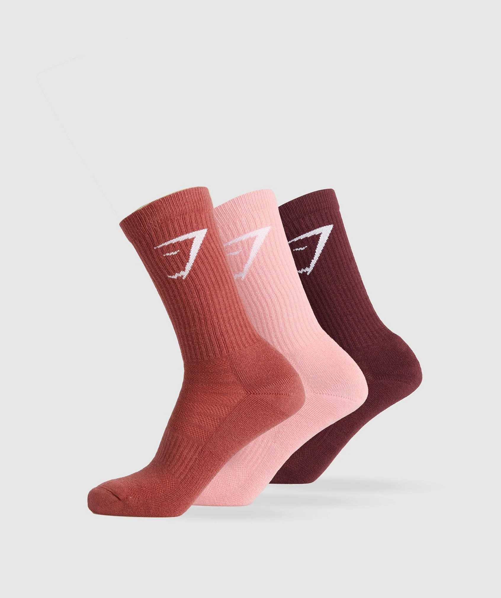 Crew Socks 3pk Rich Maroon/Flamingo Pink/Rust Red