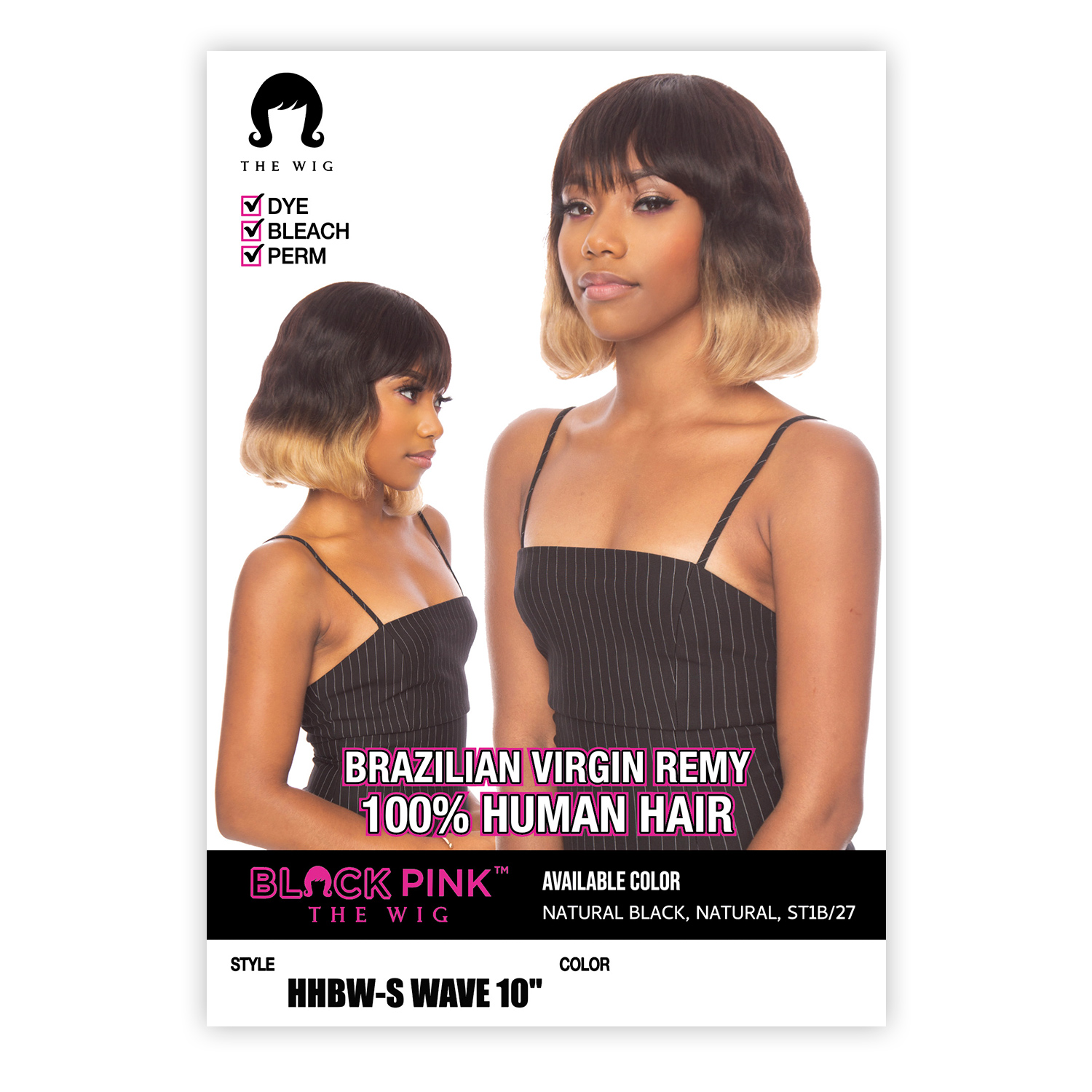 The Wig Brazilian Virgin Remy Human Hair Wig Black Pink HHBW S WAVE 10