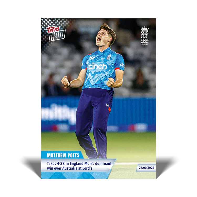 Matthew Potts - Takes 4-38 in England Men’s dominant win over Australia at Lord’s - 23/24 ECB TOPPS NOW® Card 28