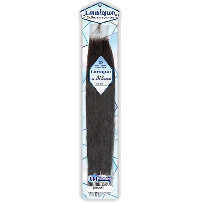Sensationnel Lunique 15A 100% Virgin Remy Human Hair 2x6 HD Lace Closure - STRAIGHT 12/18