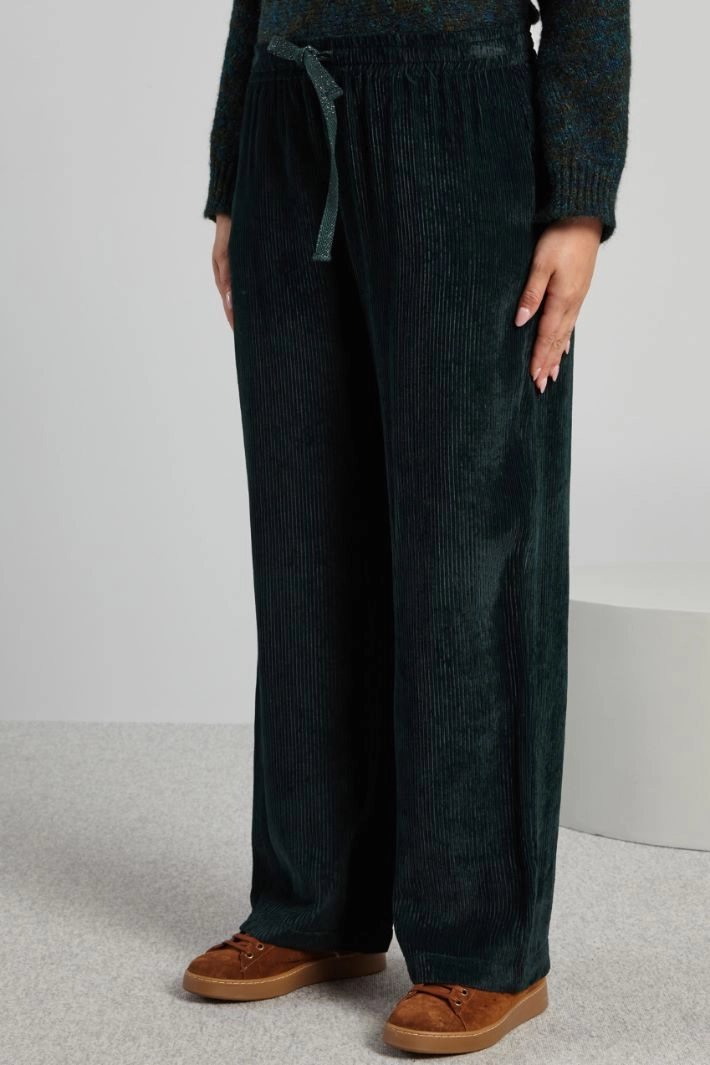 Trousers with drawstring waist - DARK GREEN