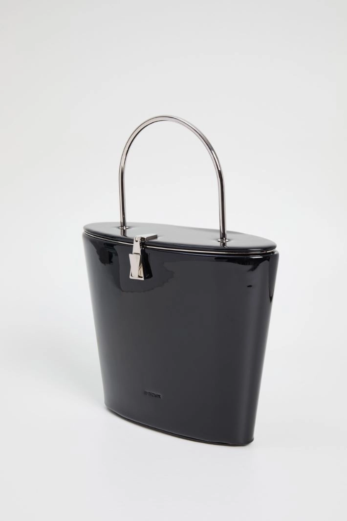 Patent-leather bucket bag - BLACK