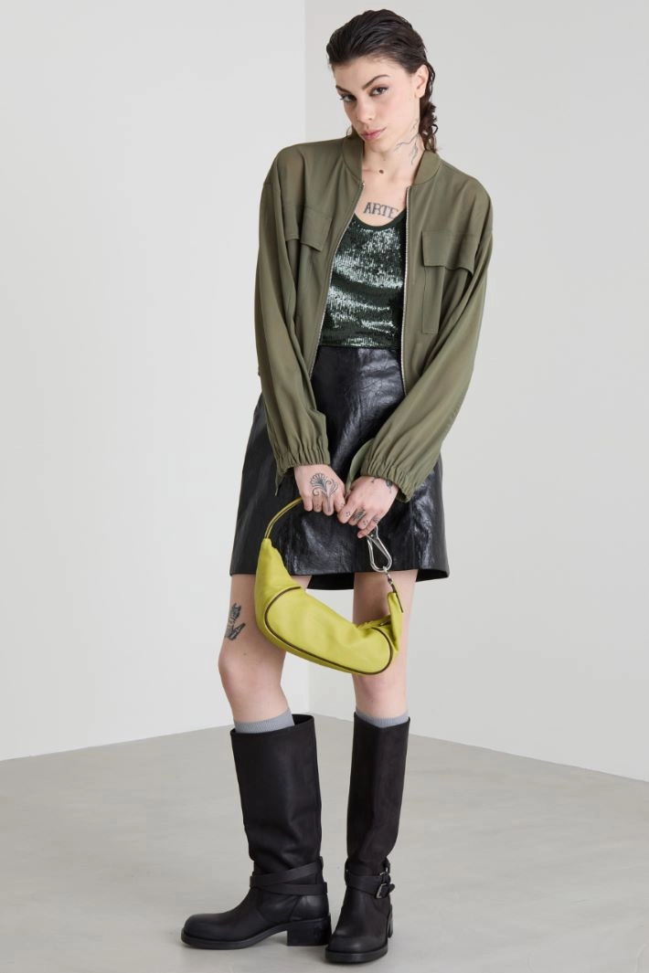 Technical tulle bomber jacket - KHAKI GREEN