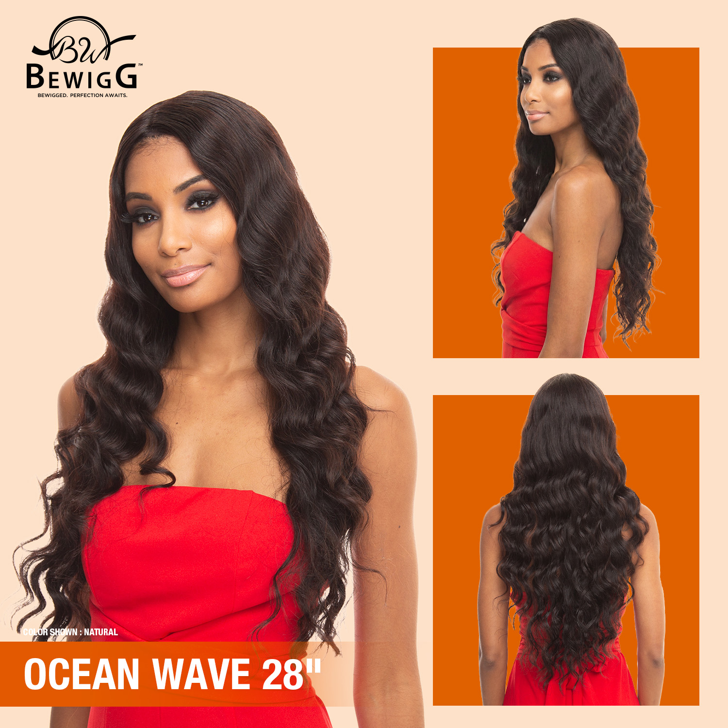 Bewigg Virgin Remy Human Hair HD Transparent Lace Front Wig 13X3 Ocean Wave 30