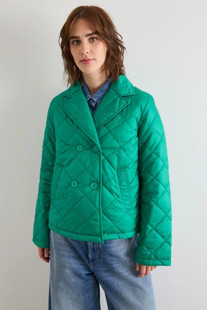 Double-breasted puffer jacket - GREEN