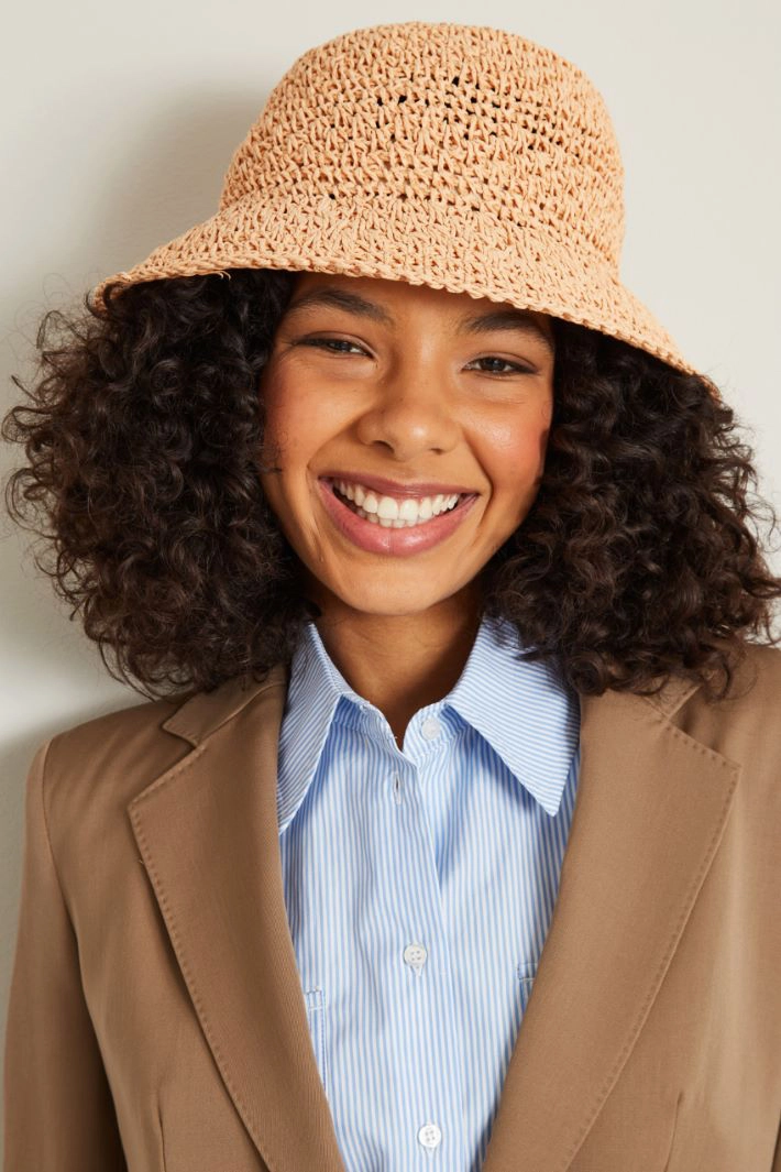 Textile paper cloche hat - BEIGE