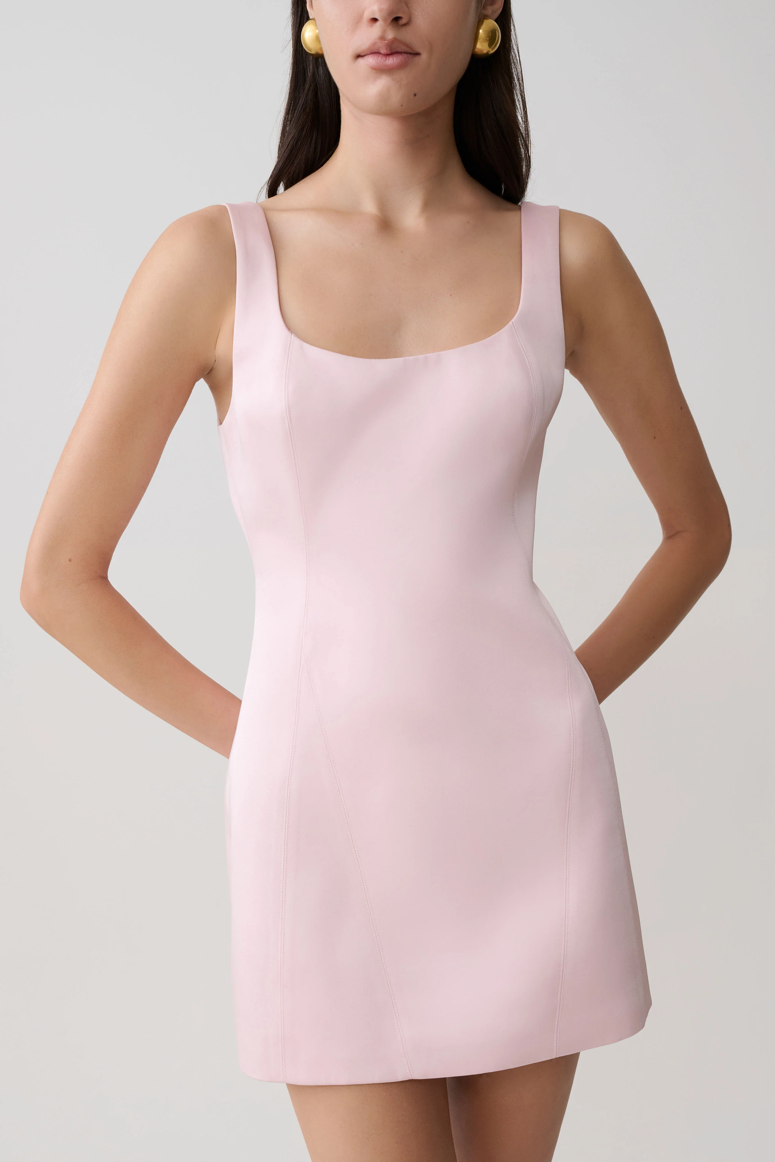 Beth Satin Mini Dress - Pale Pink