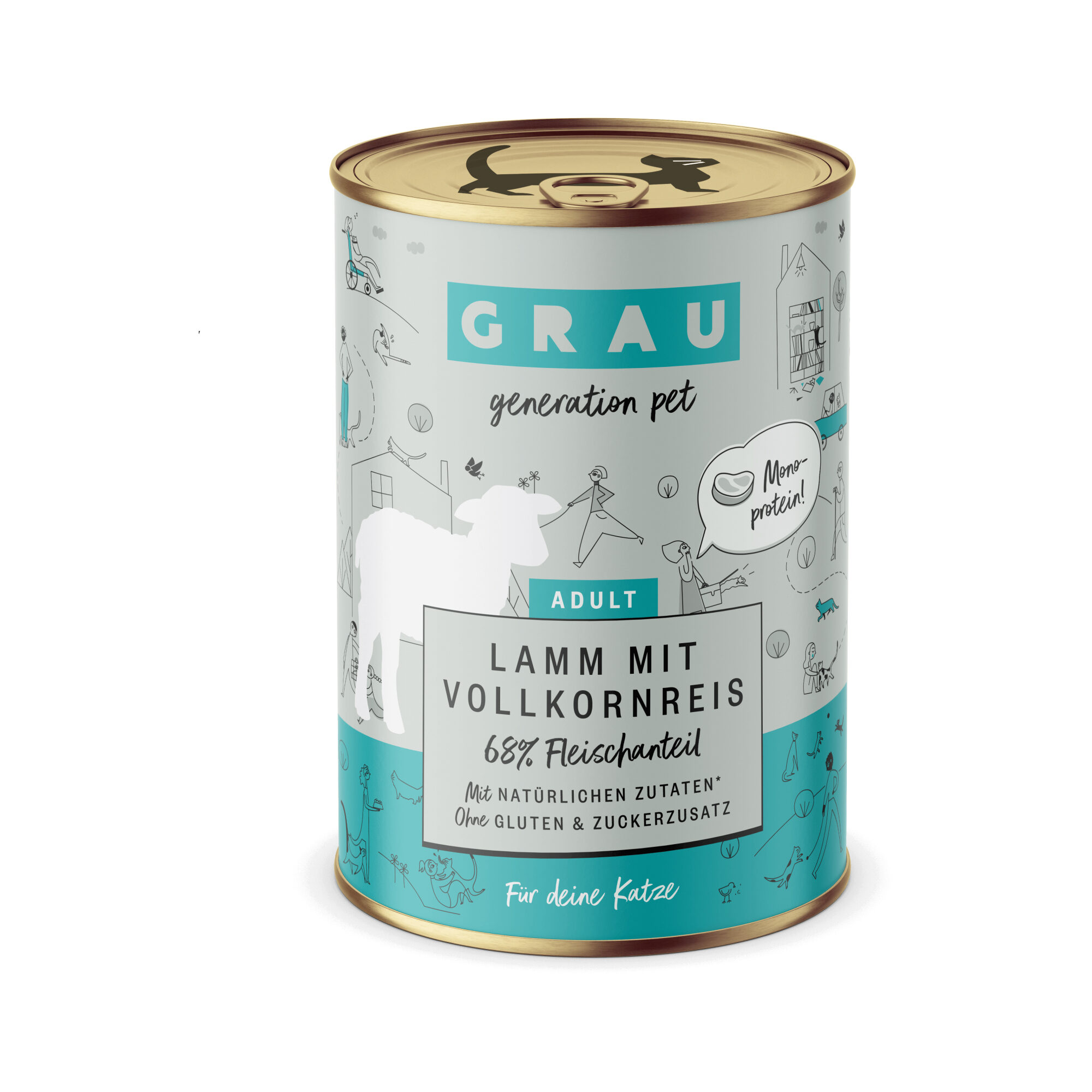Grau Adult Cat Food - Lamb with Wholemeal Rice Gluten-Free - Canned - 6 x 4