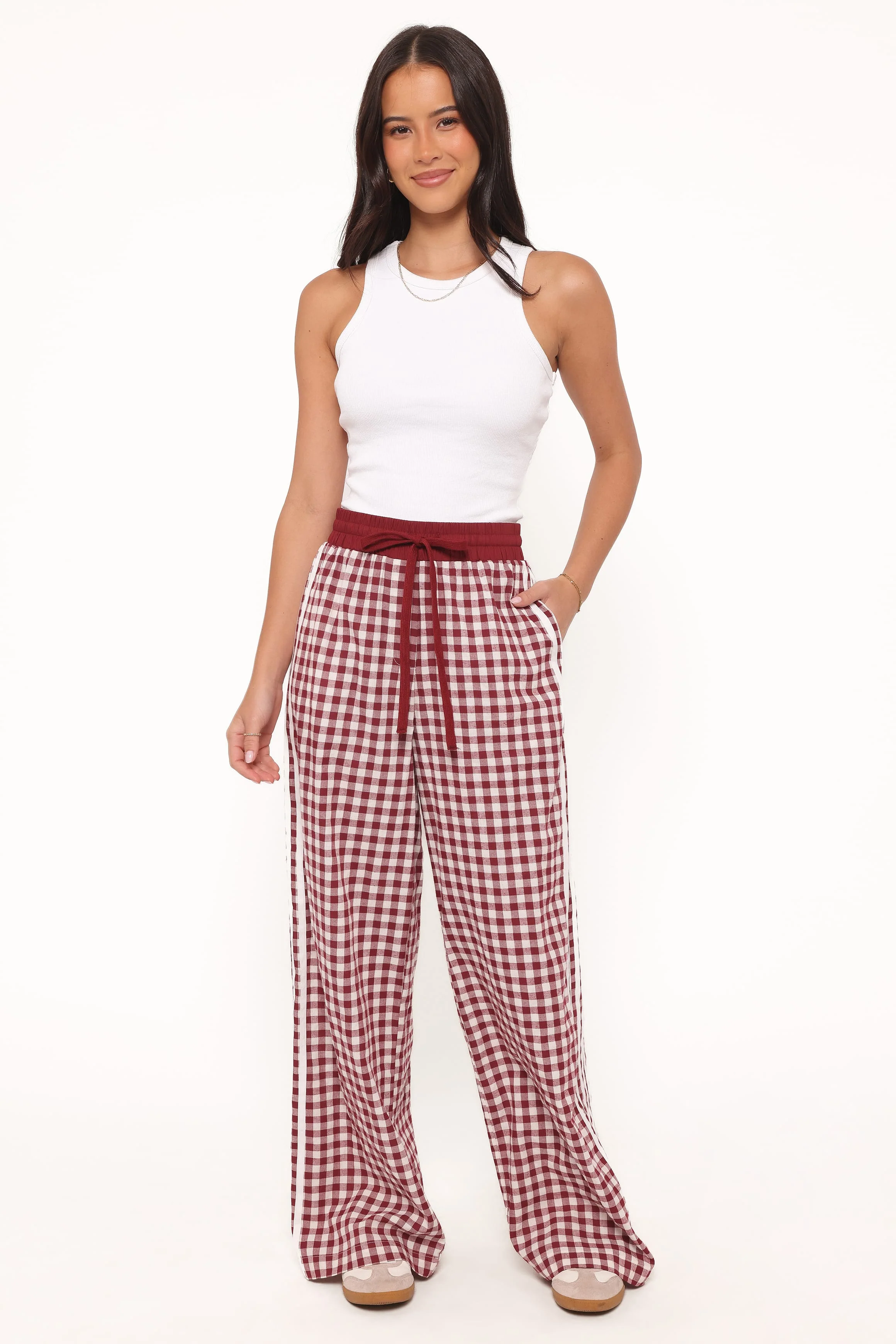 Lawson Track Pants - Burgundy Gingham