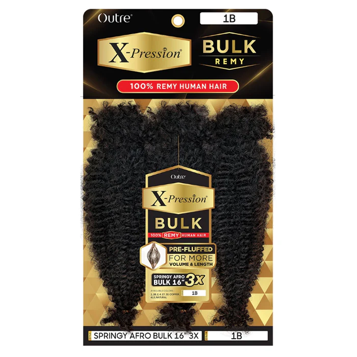 Outre X-Pression 100% Remy Human Hair Pre-Fluffed Braids - 3X SPRING AFRO BULK 16