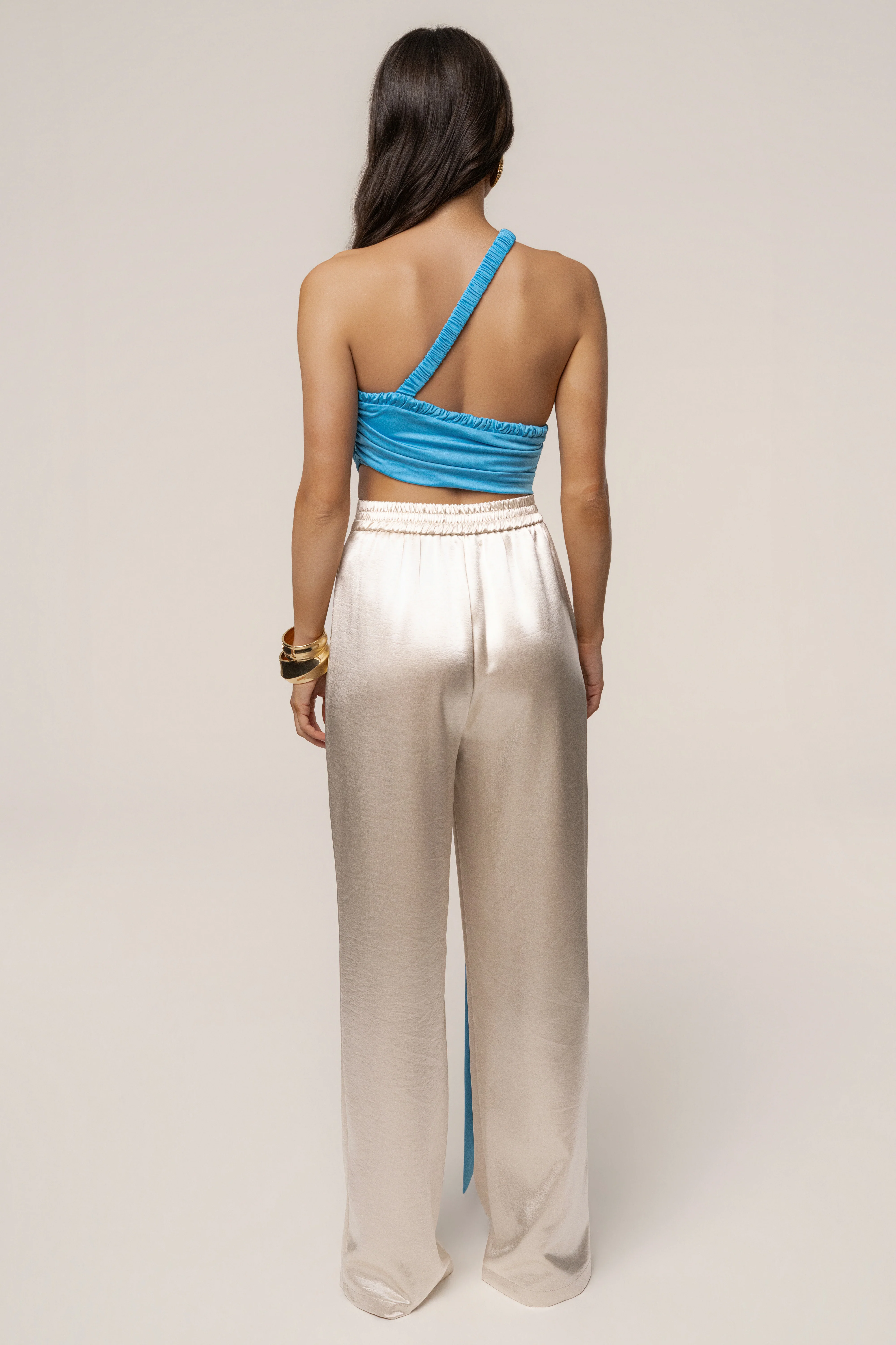 Blue Spotlight Draped Top