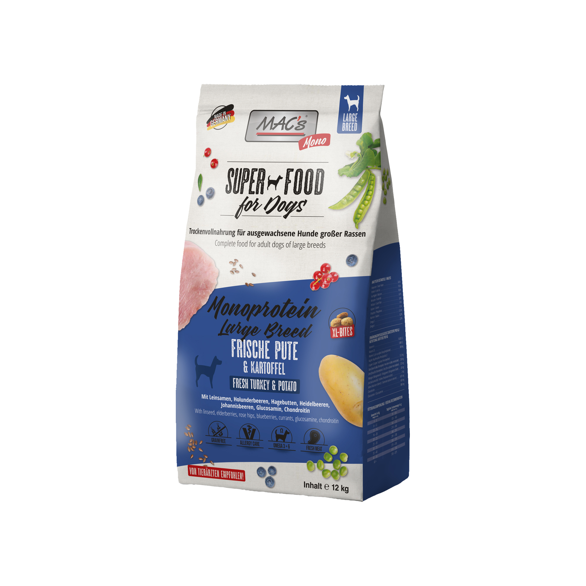 MAC's Monoprotein Large Breed Dog Food - Turkey - 12kg