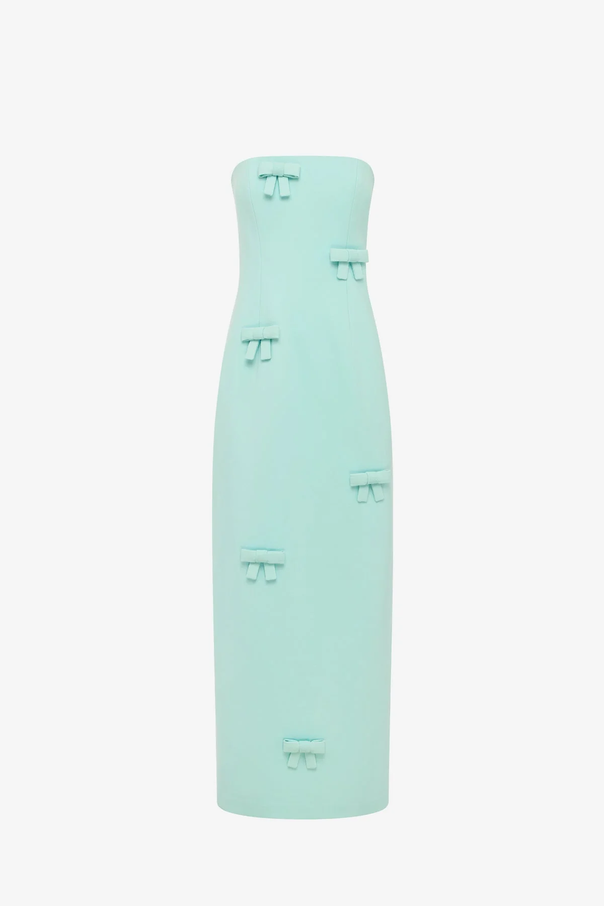 Rayna Bow Bustier Maxi Dress - Pale Turquoise