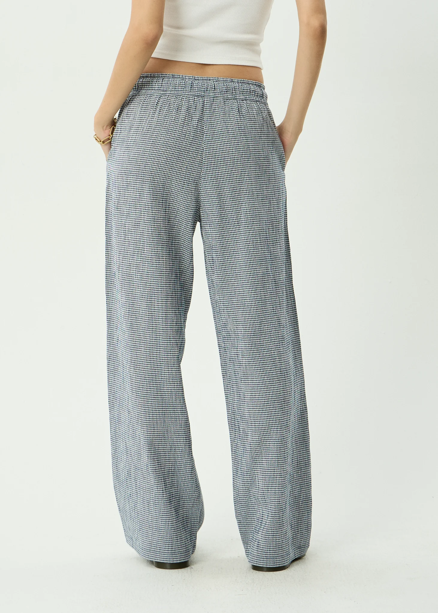 AFENDS Womens Harriet - Wide Leg Pant - Indy Navy Check