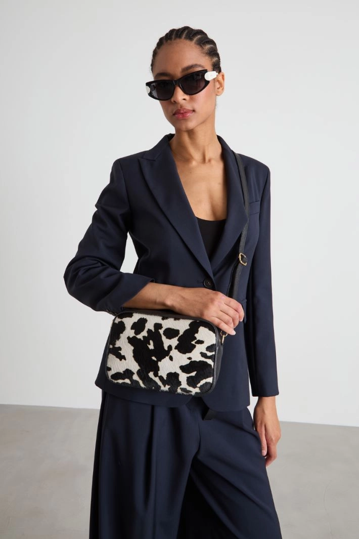 Animal print shoulder bag - BLACK WHITE