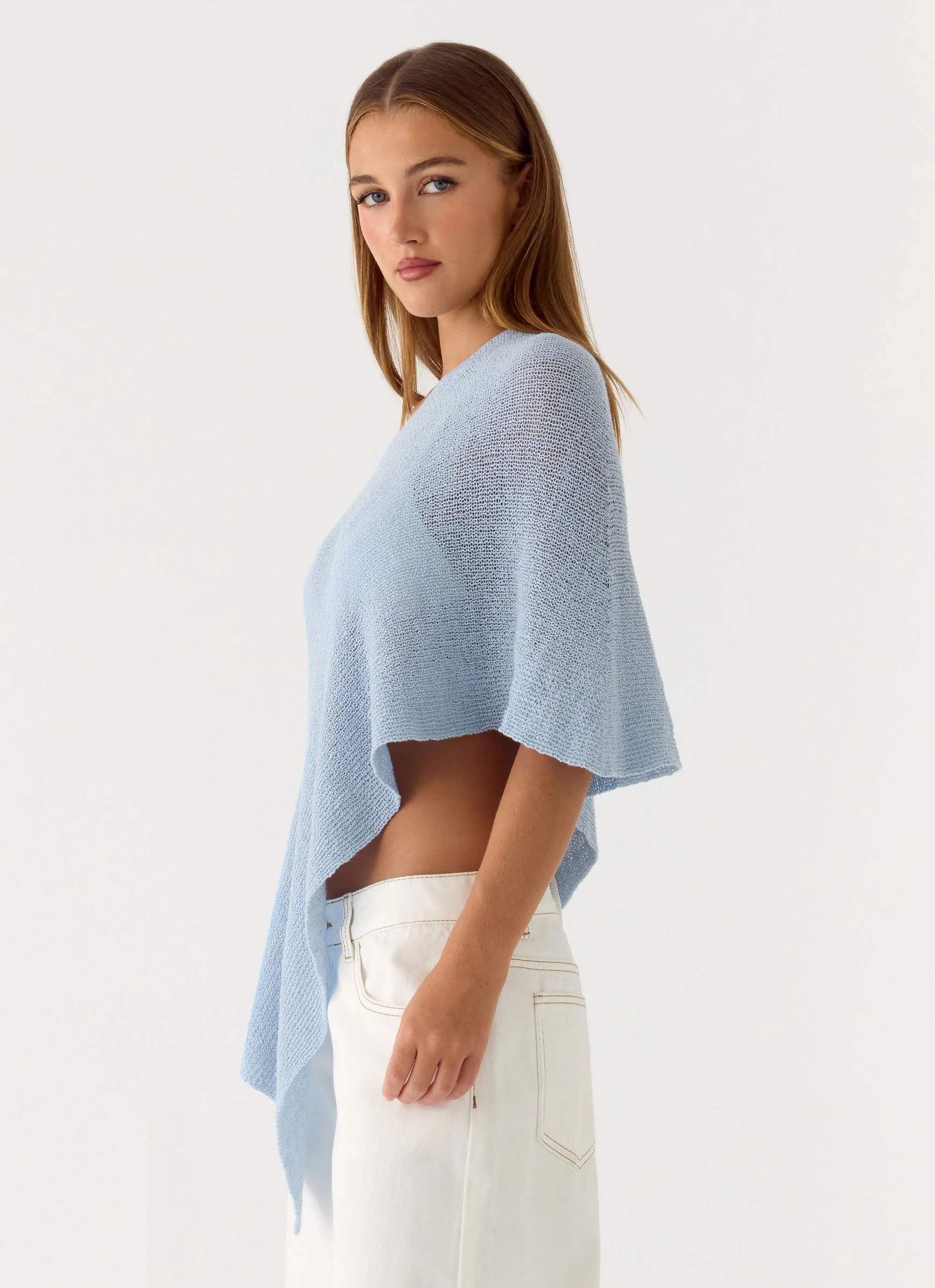 Yas Knit Cape - Blue