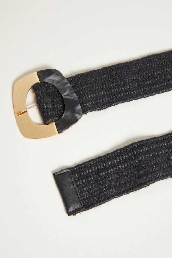Raffia-effect belt - BLACK