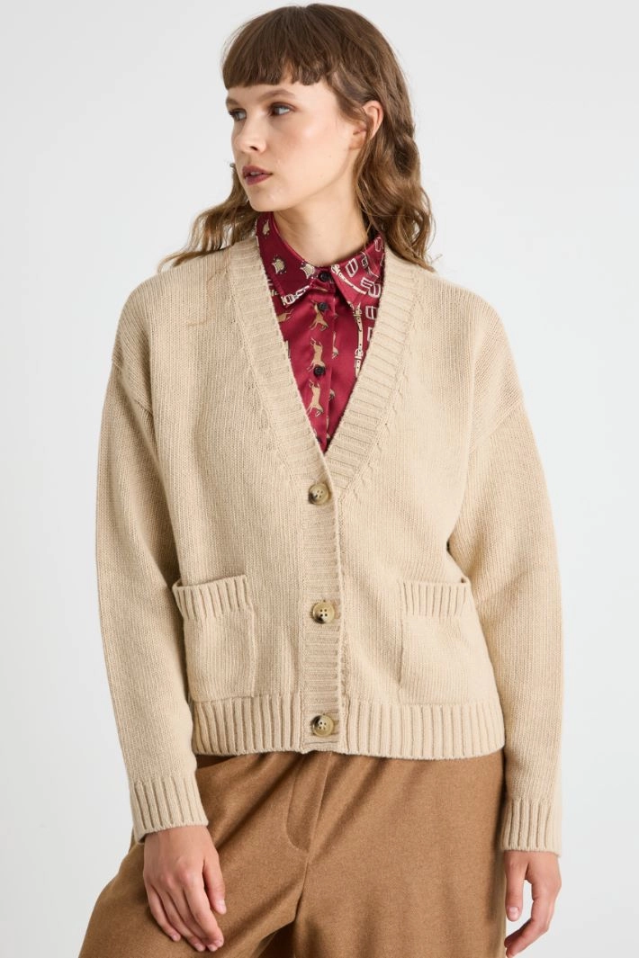 Cardigan with pockets - BEIGE